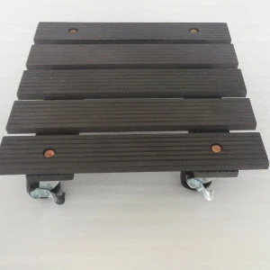 Wood plastic composite plant caddy 12 inch plastic lumber lattice trolley, square &amp; round plant dolly with brakes