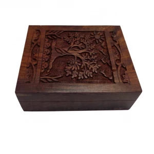 Wooden Tree Of Life Hand Carved Box