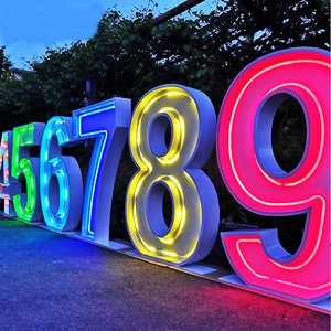 WOWORK Hight quality LED front lit metal event large RGB marquee neon light letters numbers for wedding decoration