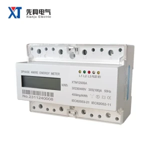 XTM1250SA-1 Hot Sale White Case 3 Phase  Wires Energy Meter LCD Display Guide Rail Type 3X220V/380V 3X1.5(6)A 3X5(100)A 50/60Hz