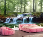 ZHIHAI green trees forest waterfall stones nature print modern 8d luxury 3d wallpaper