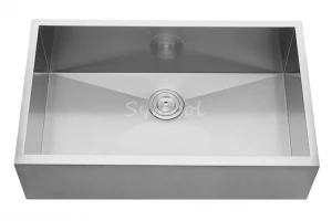33 inch flat apron front farmhouse / farm style double bowl stainless steel kitchen sink
