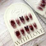 Red wine Handmade press on nails artifical nails rose factor