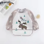 Customized Color Polyester Baby Bib Waterproof Feeding Long Sleeves Apron Unisex Baby Feeding Bib Sleeved baby bibs