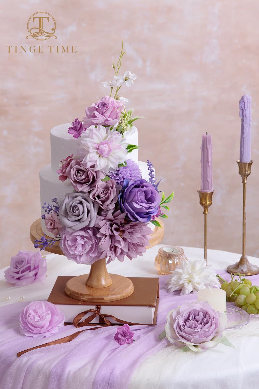 Buy Tinge Time Artificial Flowers Combo Box Set, Light Purple Silk Fake ...