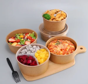 Disposable takeaway food packaging paper bowl
