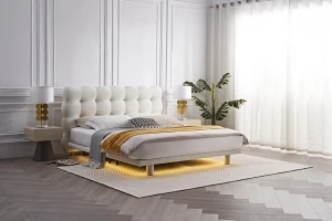 Modern light luxury master bed white soft bed comfortable bedroom bed