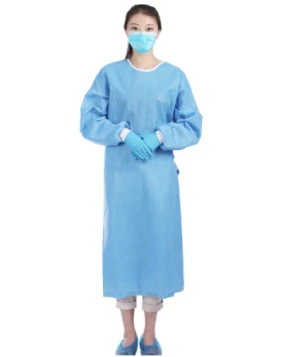 Disposable Impervious High Non-woven Sterile Reinforced Isolation Gown Rib Cuff Level 3