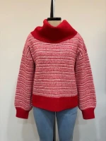 Customized Autumn / Winter 75%RECYCLE POLYESTER 8%ACRTLIC 8%NYLON 7%WOOL 2%SPANDEX plaid pattern pullover for Ladies