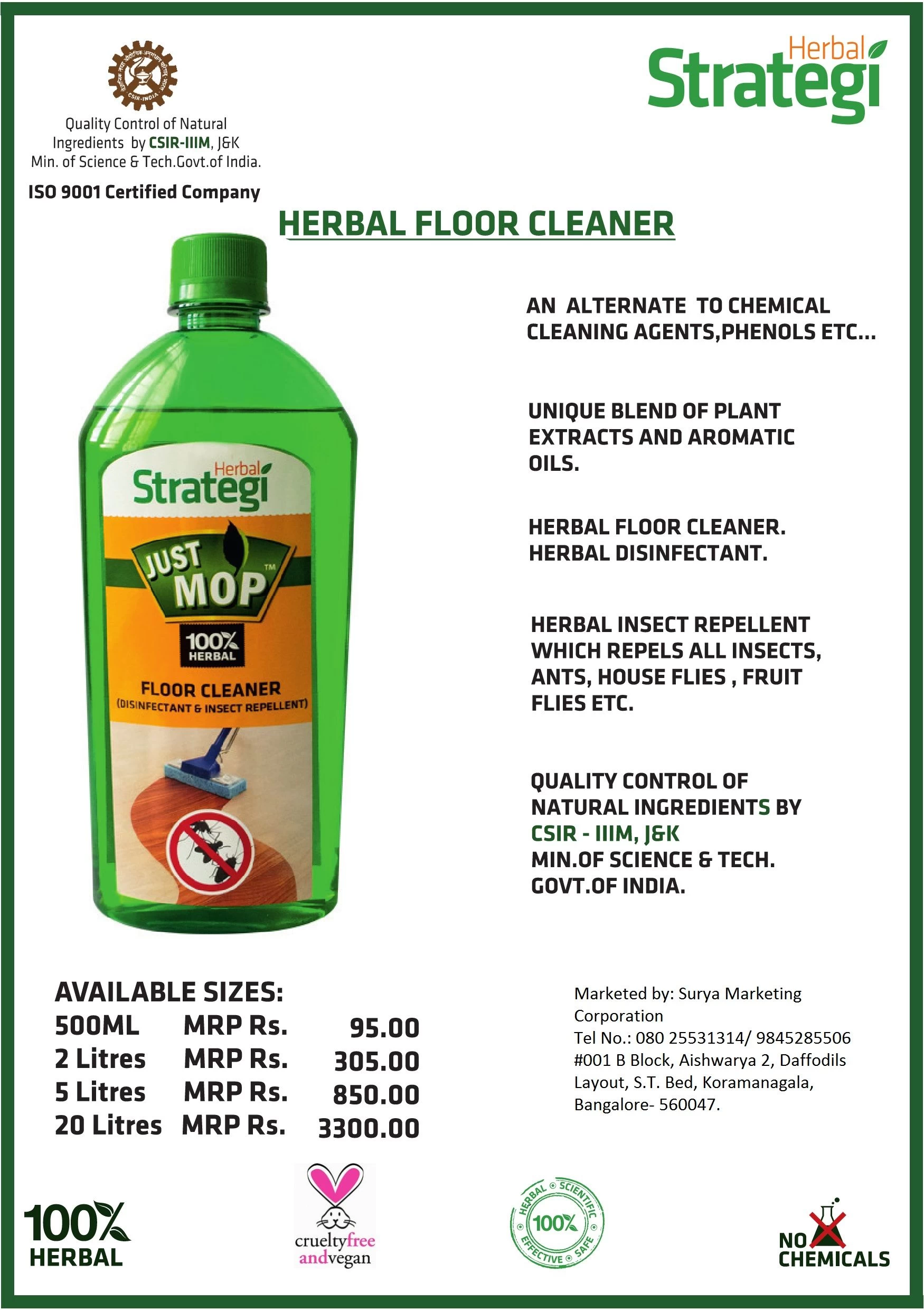 Buy Herbal Floor Cleaner 500ml from surya marketing corporation, India