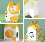 Orange soda carton cat litter