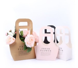 Creative Handle Kraft Paper Flowers Gift Bags Bouquets Bags with Handle Waterproof Flowers Wrapping Gift Home Decoration