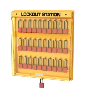10-30 padlock hooks Wall-mounted Industrial Combination Loto Safety Lockout Station With transparent dust cover