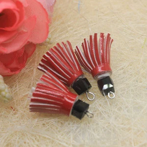 10 Pieces 22 mm Leather Suede Tassel with Caps for Jewelry Making Findings, Cellphone Straps and DIY Accessories