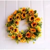 16&quot; Artificial Flower Garland Yellow Sunflower Wreath Artificial Flowers For Sale For Front Door Home Decoration