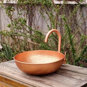 16&quot; handcrafted copper vessel sinks copper basin hotel bathroom sinks luxury sinks with polish patina