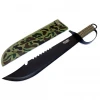 19" Black Machete Hunting Sword with Brown String Handle & Sheath