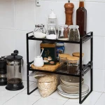 2 Pack Kitchen Cabinet Shelf Counter Organizer Rack Pantry Storage Spice  Rack Space Saving Steel Frame