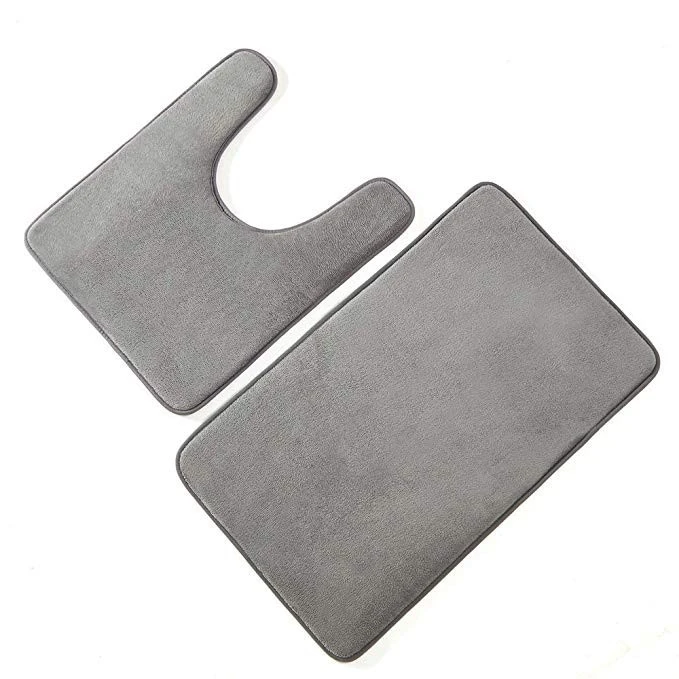 2 piece water absorbent bathroom rug memory foam bath mat set