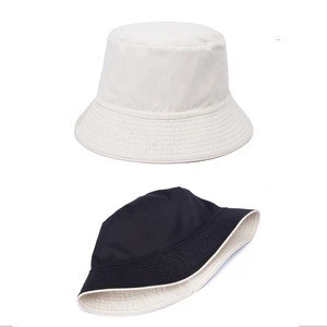 2018 Fashion Double Sides Bucket Hat Custom Cotton Reversible Bucket Sun Hat Cap Fishing Hat