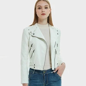 2019 cheap price good quality wholesale Europe street fashion rocked punk type coat young girls zippers slim fit leather jacket