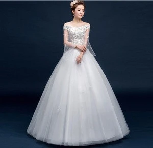 2019 Korean Fashion off shoulder ladies bridal wedding dress