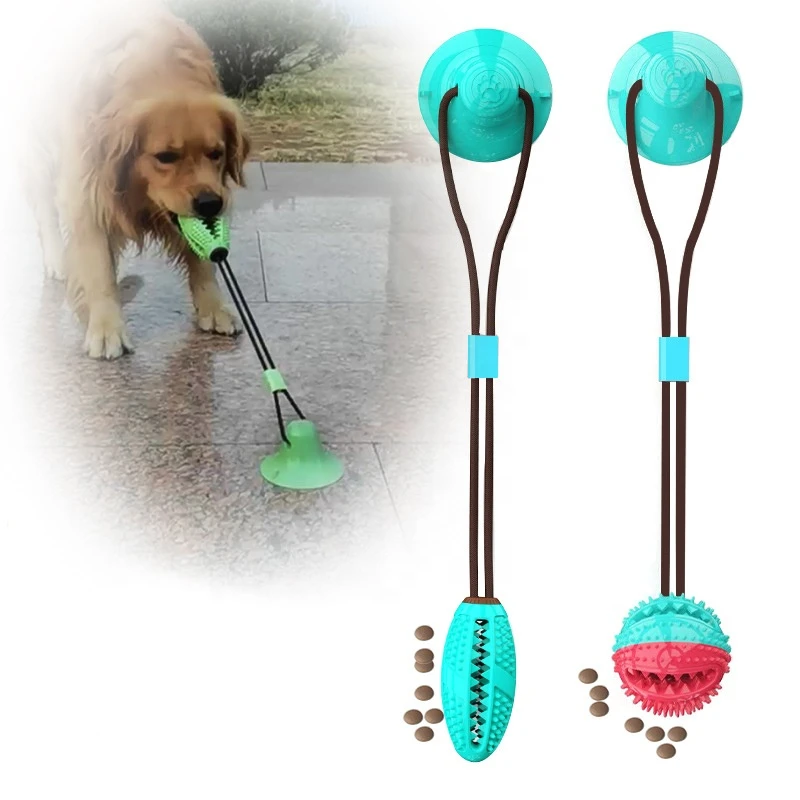 2020 Amazon Bestselling Supplier Multifunction Durable TPR Suction Cup Tug Dog Toy Chew Ball Bite Pet Molar