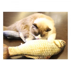 2020 Amazon Customized Simulation Anti Bite Plush Fish Catnip Chew Pet Cat Toys