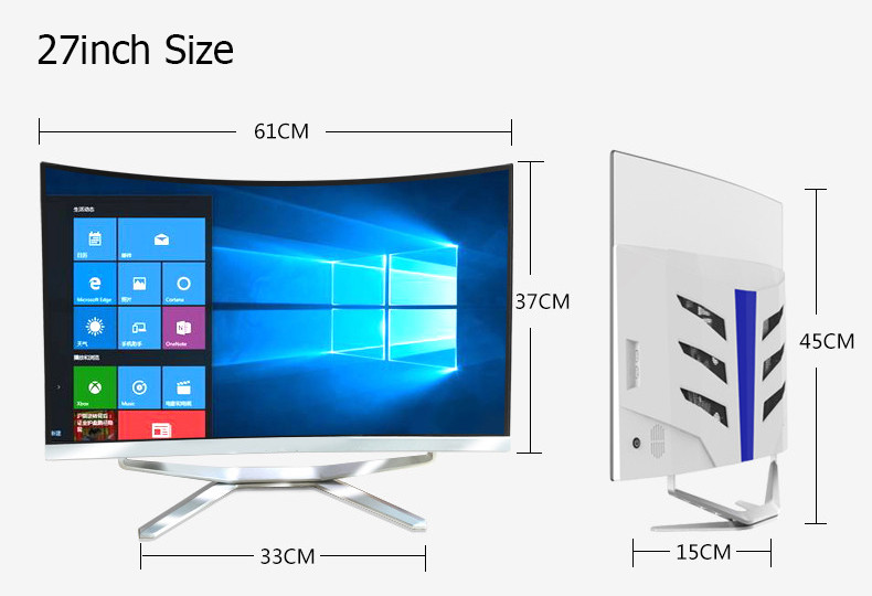 Buy 2020 New 27 Inch Monoblock Computer Curve Screen I3 I5 I7 Ddr4l ...