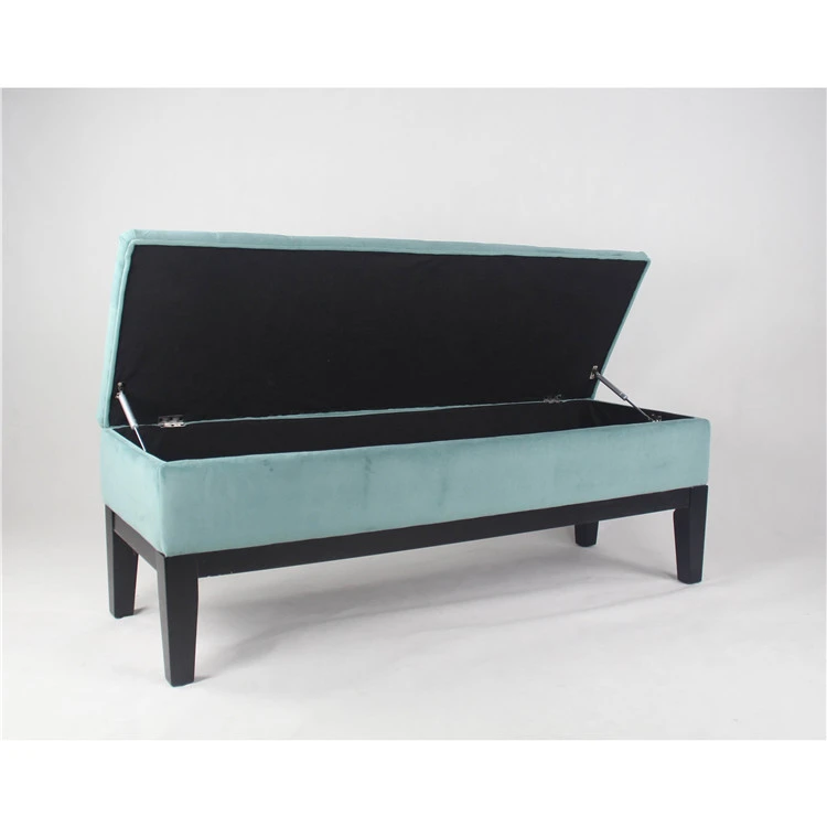 2021 Best Selling Extra Long Mint Green Soft Cloth Storage Ottoman Stool