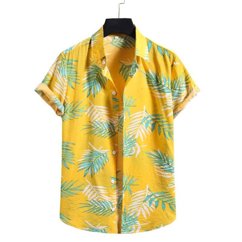 2021 summer new mens Short Sleeve Shirt Mens Beach large casual flower shirt foreign trade menShort sleeve Hawaiian Shirt