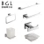 Import 20700 European Design Bathroom Accessories Square Plate Zinc Alloy Chrome 6 pcs Bath Hardware Set from China