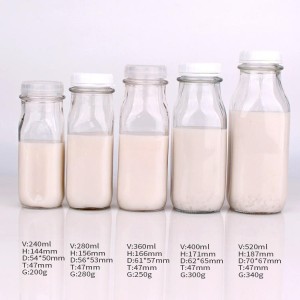 240ml 280ml 360ml 400ml 520ml 930ml 1000ml Glass Milk Bottle