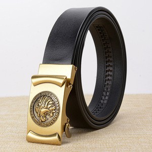 3.5cm hot sale lion head buckle high quality genuine leather automatic belts