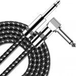 3m 10 Feet 1/4 Inch TS Right Angle to Straight Bass Electric Instrument Guitar Pedal Cable