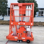4 wheels portable double mast man lift table