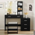 43.5 large dressing table Large mirror and adjustable LED lights Vanity with five storage drawers and shelves For bedrooms