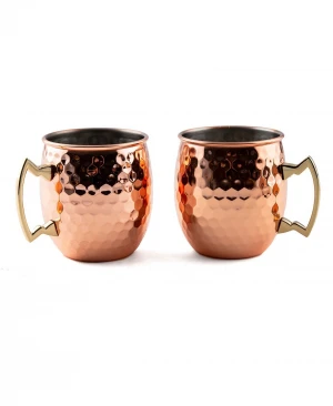 450ml Single Wall Stainless Steel Hammered Moscow Mule Mug Copper Plated