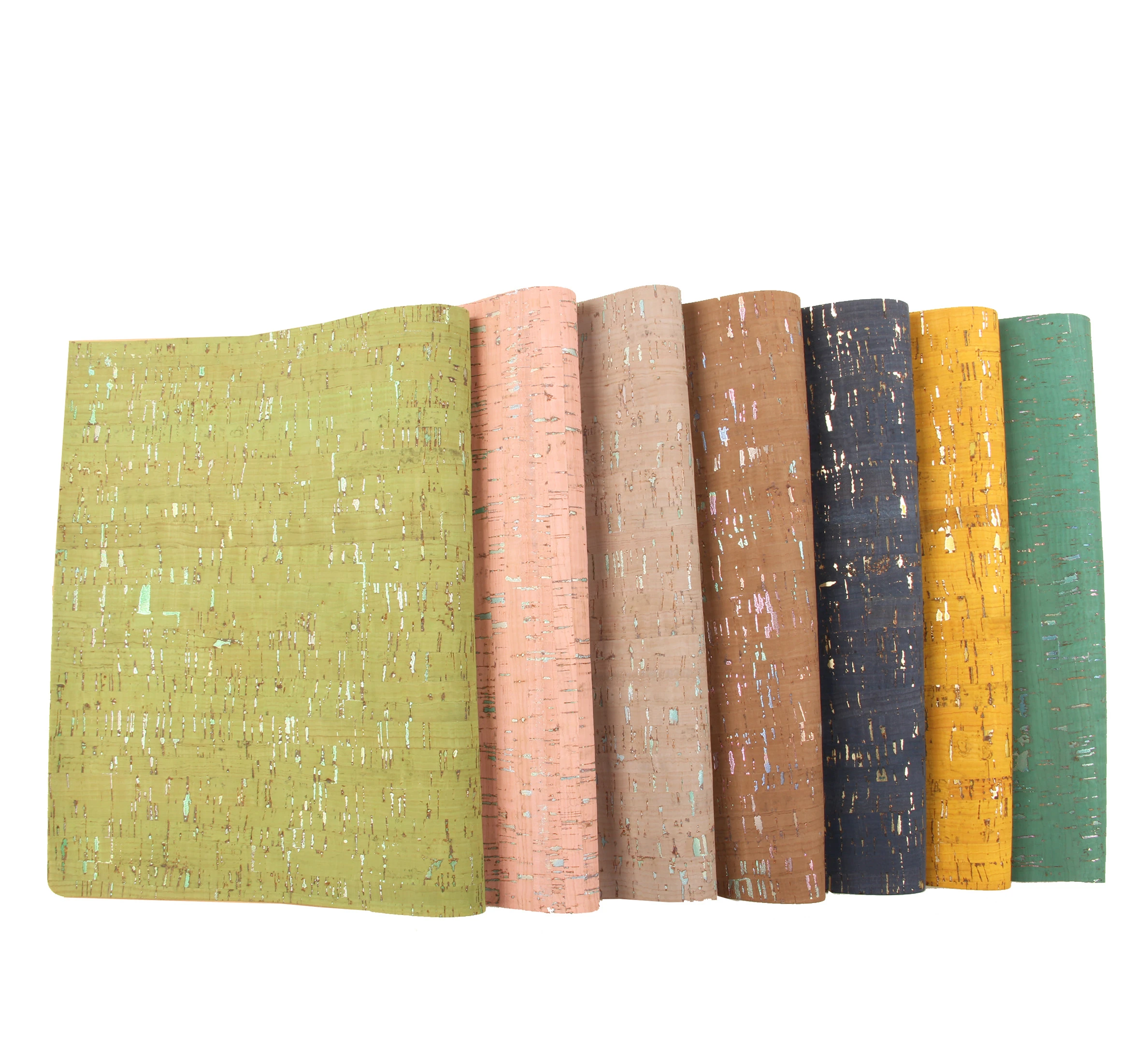 45*30CM green cork PU synthetic leather sheet with faux PU leather base with gilding for bags belts wallpapers