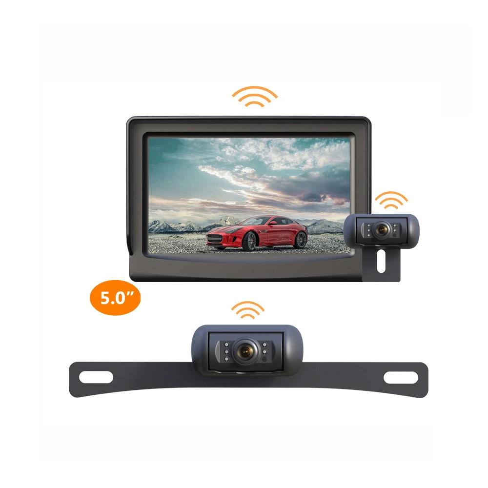 5 inch Rear View Car Monitor de seguridad para In Car Backup Reverse Camera System For European USA License Plate Frame