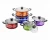 Import 5pcs multicolor 410 stainless steel soup pot cookware set for kitchen from China