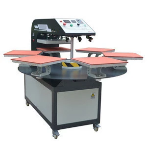 6 plates rotary heat press machine with camera positioning locking 40*60cm for t-shirt /fabric/ pu leather/toys