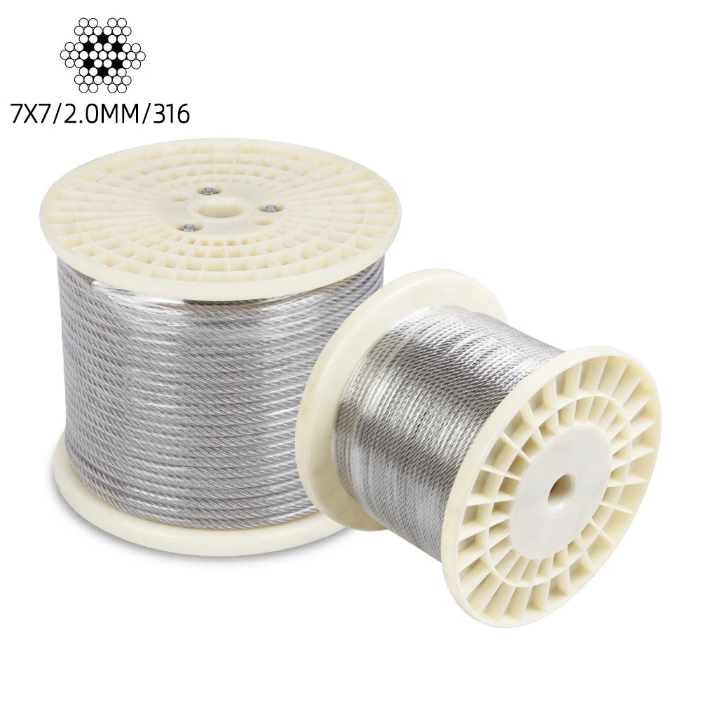 7 * 7 structure  wire rope stainless steel 316  2 mm diameter
