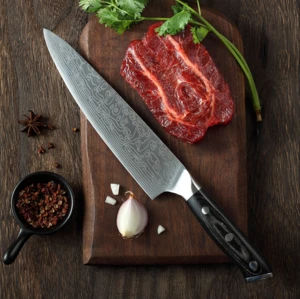 8 inch Damascus pattern kitchen knife set chef knife with pakka handle kitchen accessories