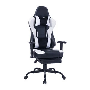 8280 White Custom Logo Recline Gaming Chair Swivel Office Chair Metal Frame Silla