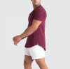 95 Cotton 5 Elastane Black Short Sleeve Custom Athletic Gym T Shirt Fitness Embossed Sport Wear  Quick Dry  Sports T-Shirt