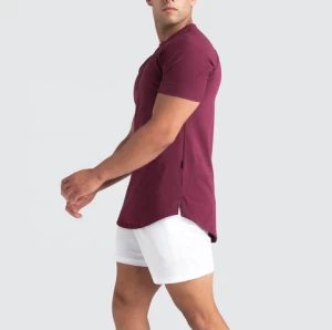 95 Cotton 5 Elastane Black Short Sleeve Custom Athletic Gym T Shirt Fitness Embossed Sport Wear  Quick Dry  Sports T-Shirt