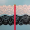 9cm wide eyelash lace trim in black color for lingerie, knitted nylon lace, scallop border lace trim