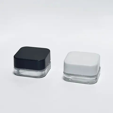 60 Pack Child Proof 9ml Square Glass Jars - Black Opaque With White Interior, CR Caps