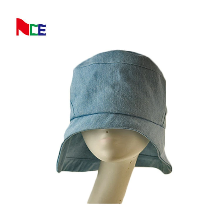 ACE women denim blue plain  bucket hat custom jean sun hat neck shade flap hat cap